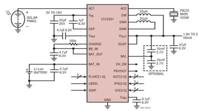圖 3：LTC3331 的典型應用電路
